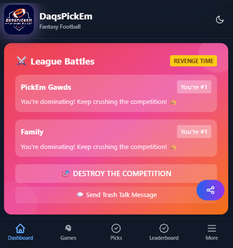 DaqsPickEm — league battles and standings